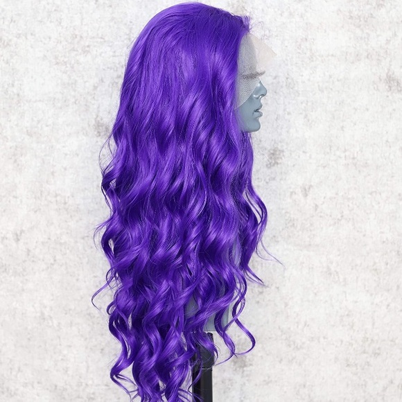 22” PURPLE ISH BLUE WAVY LACE FRONT WIG *NEW* - Picture 4 of 5